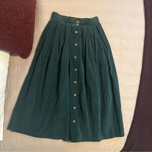 Eddie Bauer Vintage Teal Green A-Line Skirt Button Front